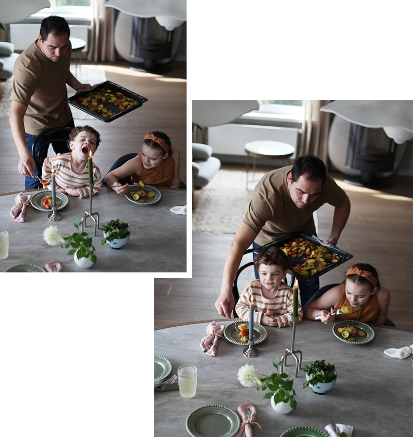 Шеф-повар ресторана Selfie Анатолий Казаков с дочкой Варваров и сыном Филиппом
