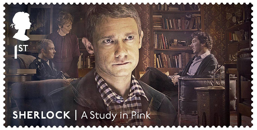 Почтовые марки с персонажами сериала «Шерлок»: доктор Ватсон (Мартин Фримен)